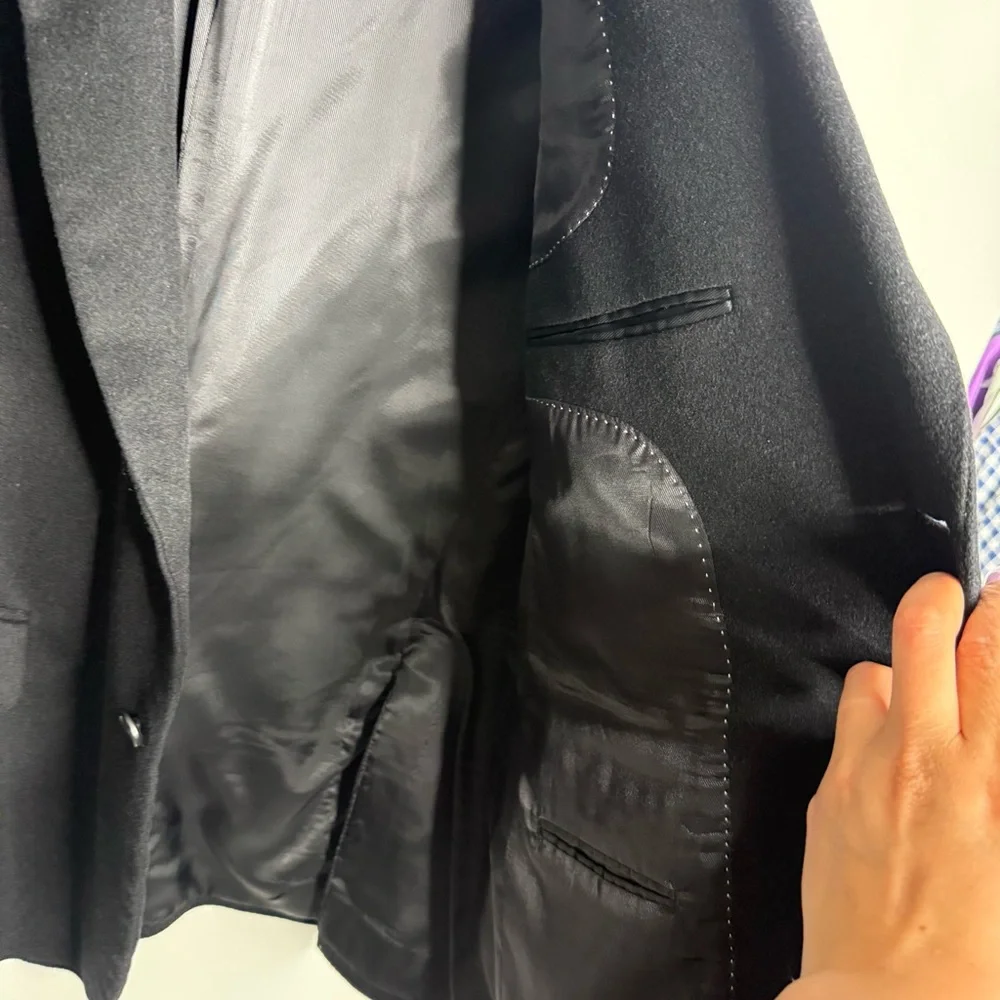 Pronto Uomo Couture Wool Silk Cashmere‎ Sport Coat Black Size 46 Business Casual
